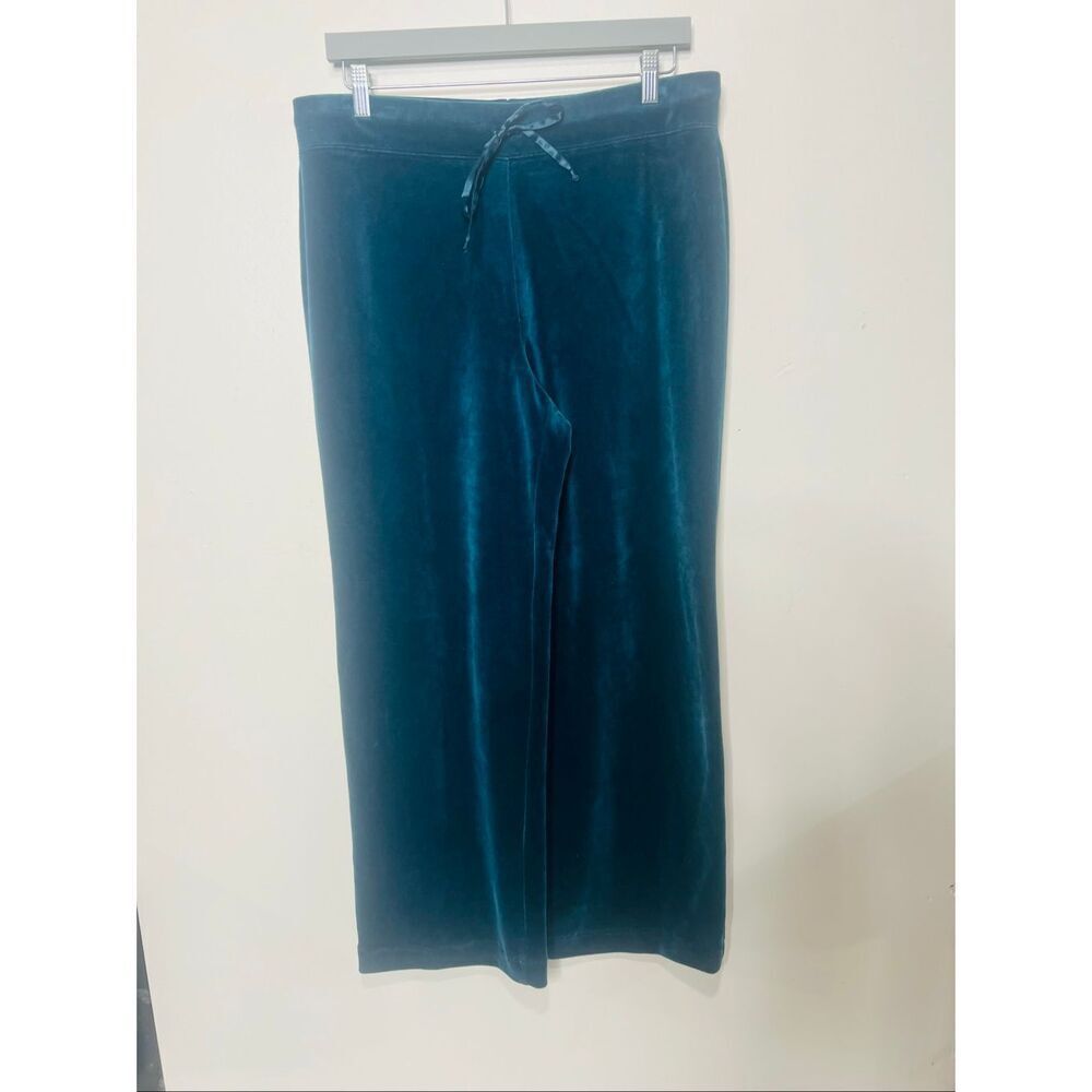 Talbots Teal Blue Green Velour Track Lounge Athleisure Pants Sz Large NWT!